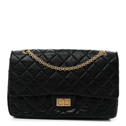 Aged Calfskin Quilted 2.55 Reissue 227 Flap Black