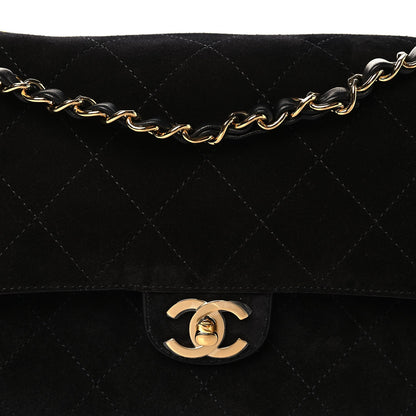 Suede Calfskin Small Souplissimo Maxi Flap Black