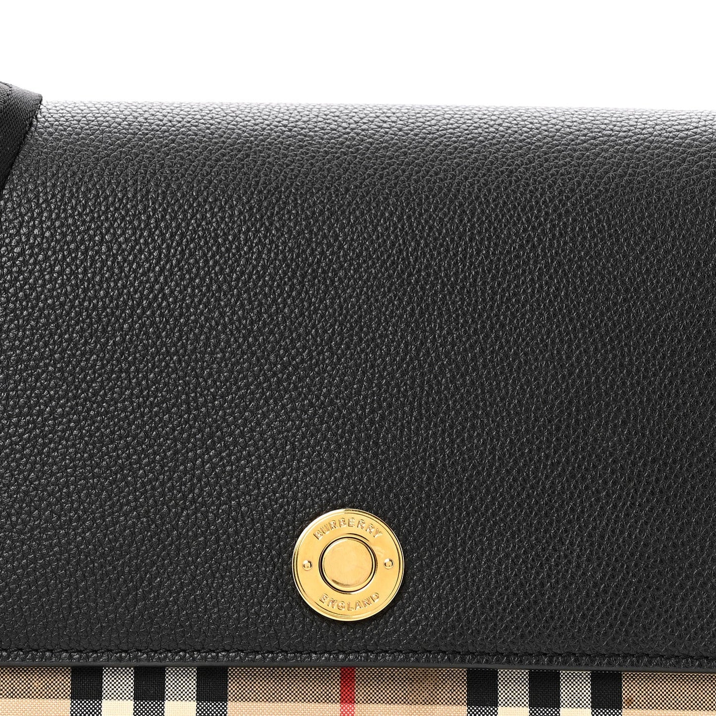 Coated Canvas Calfskin Vintage Check Medium Note Crossbody Bag Black