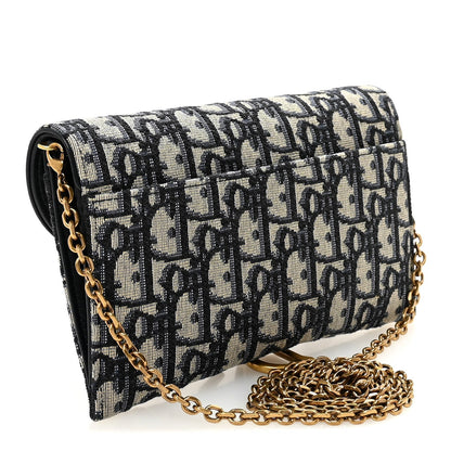 Oblique Saddle Chain Long Wallet Blue