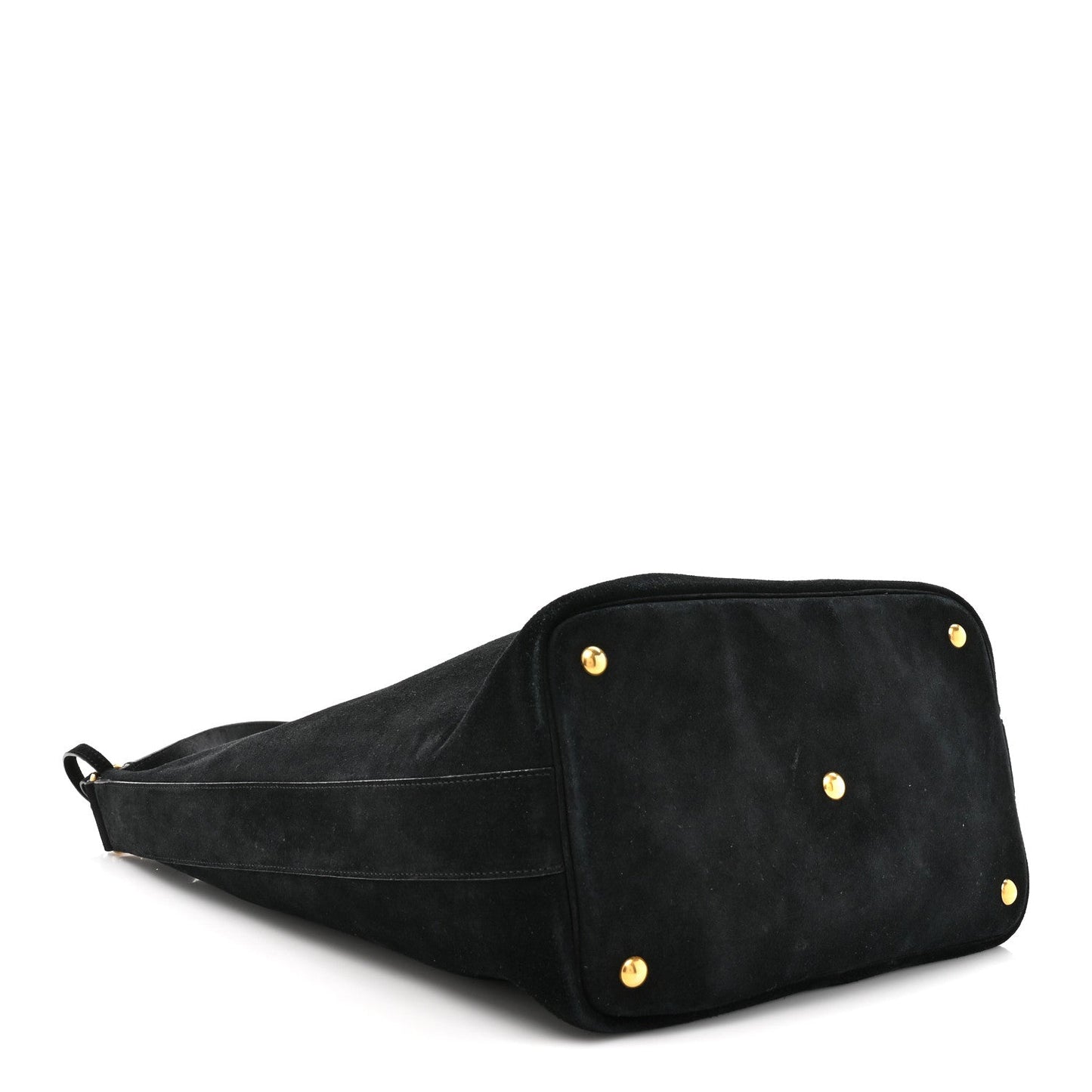 Suede Studded Bucket Bag Black