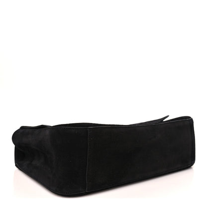 Suede Calfskin Small Souplissimo Maxi Flap Black