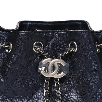 Metallic Caviar Quilted Mini Chanel 25 Handbag Dark Blue