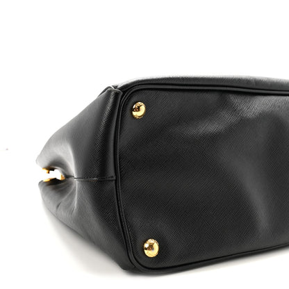 Saffiano Large Galleria Double Zip Tote Black