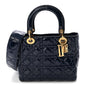 Patent Cannage Medium Supple Lady Dior  Navy Blue
