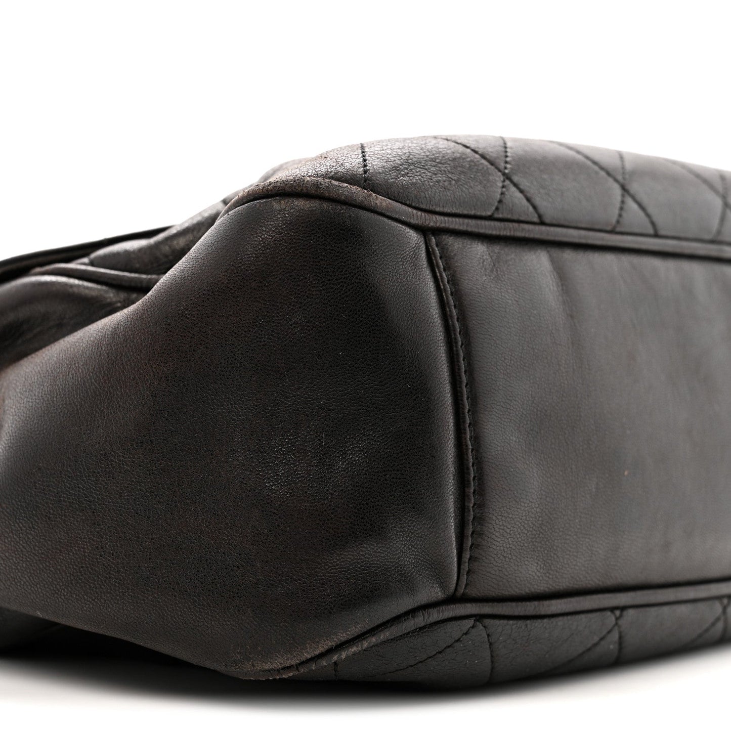 Lambskin Quilted Flap Shoulder Bag Black