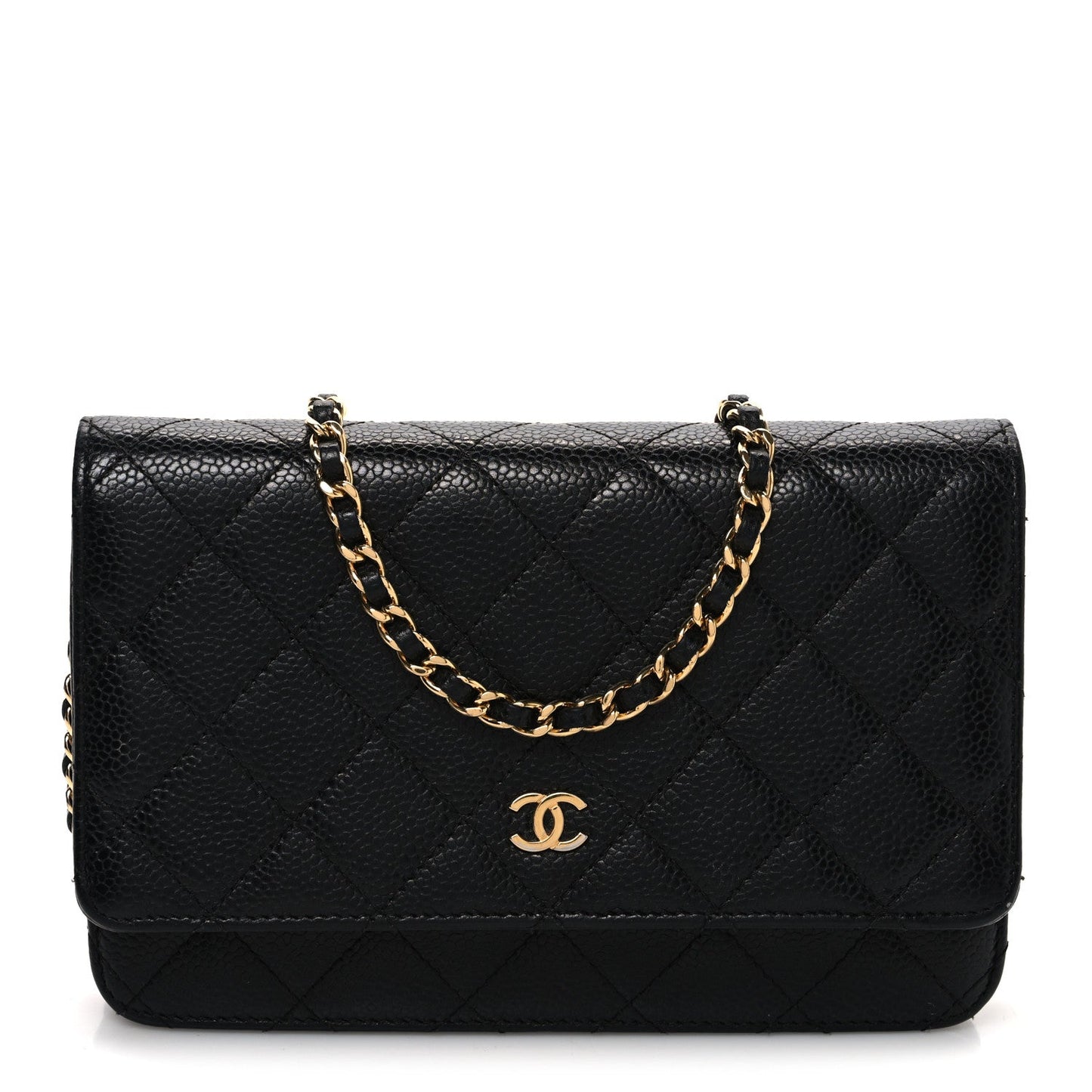 Caviar Quilted Wallet on Chain WOC Black