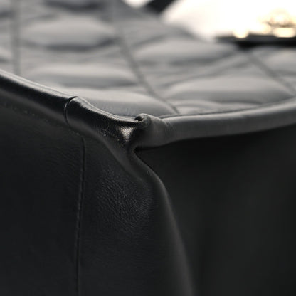 Calfskin Macro Cannage Medium Book Tote Black