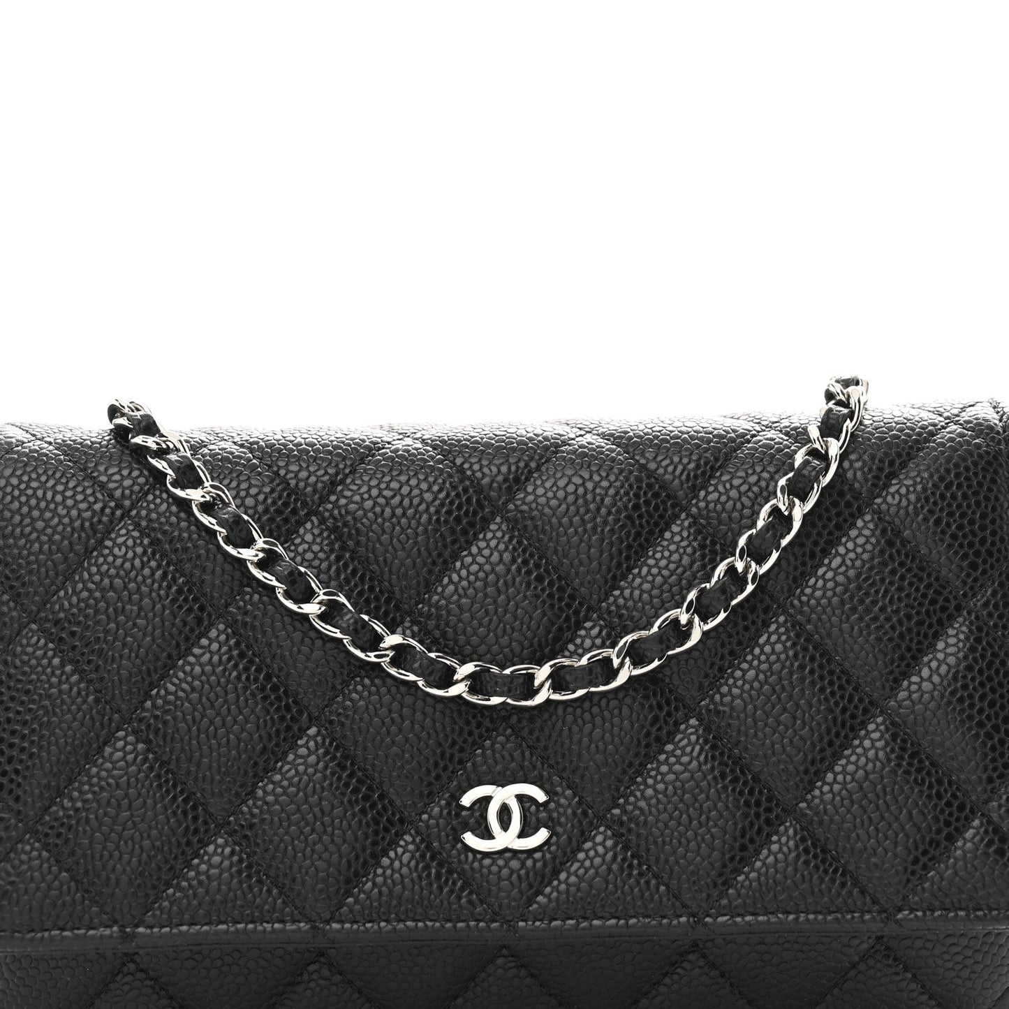 Caviar Quilted Wallet on Chain WOC Black