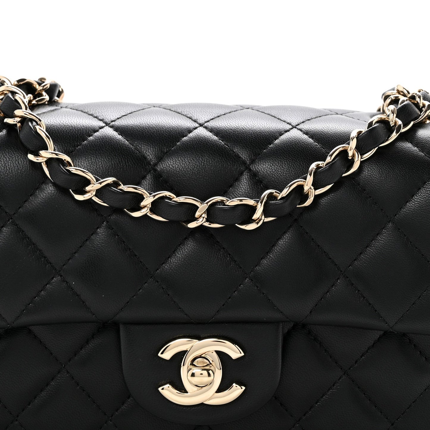 Lambskin Quilted Mini Rectangular Flap Black