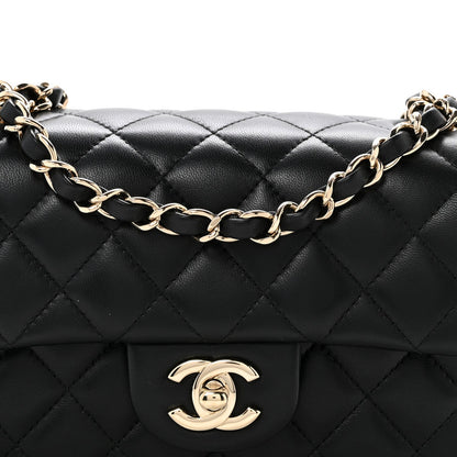 Lambskin Quilted Mini Rectangular Flap Black