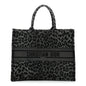 Canvas Mizza Embroidered Large Leopard Book Tote Grey