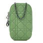 Lambskin Cannage Lady Dior Phone Holder Jade Green