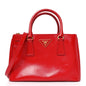 Saffiano Vernice Mini Galleria Double Zip Tote Rosso
