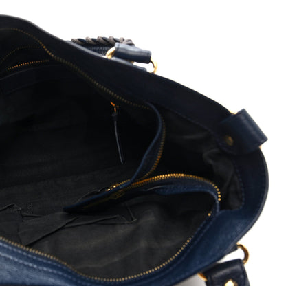 Chevre Gold Metallic Edge Hardware Town Bleu Nuit Dark Sea
