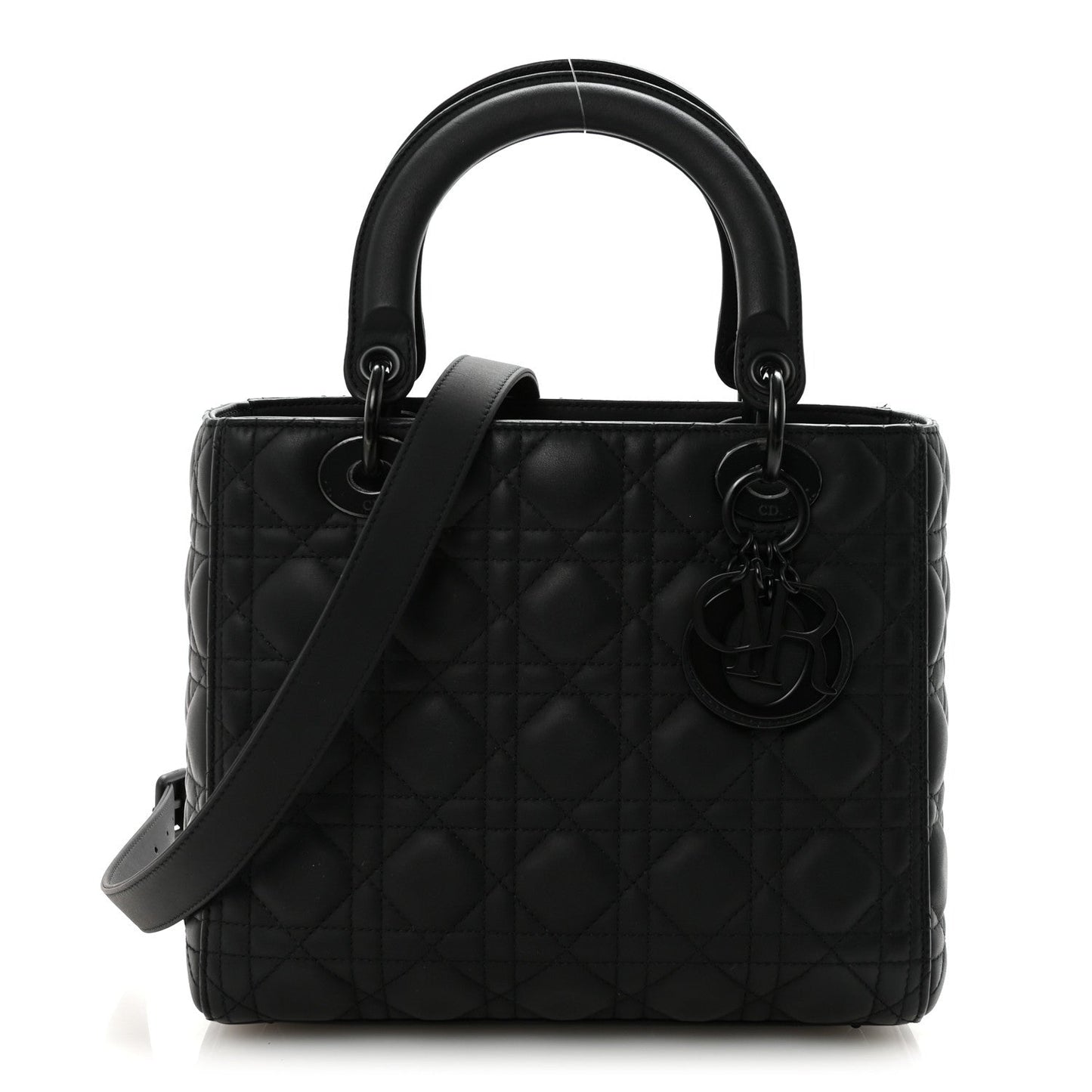 Ultra Matte Calfskin Cannage Medium Lady Dior Black