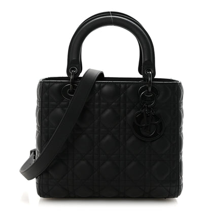 Ultra Matte Calfskin Cannage Medium Lady Dior Black