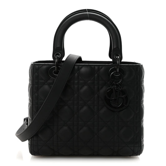 Ultra Matte Calfskin Cannage Medium Lady Dior Black