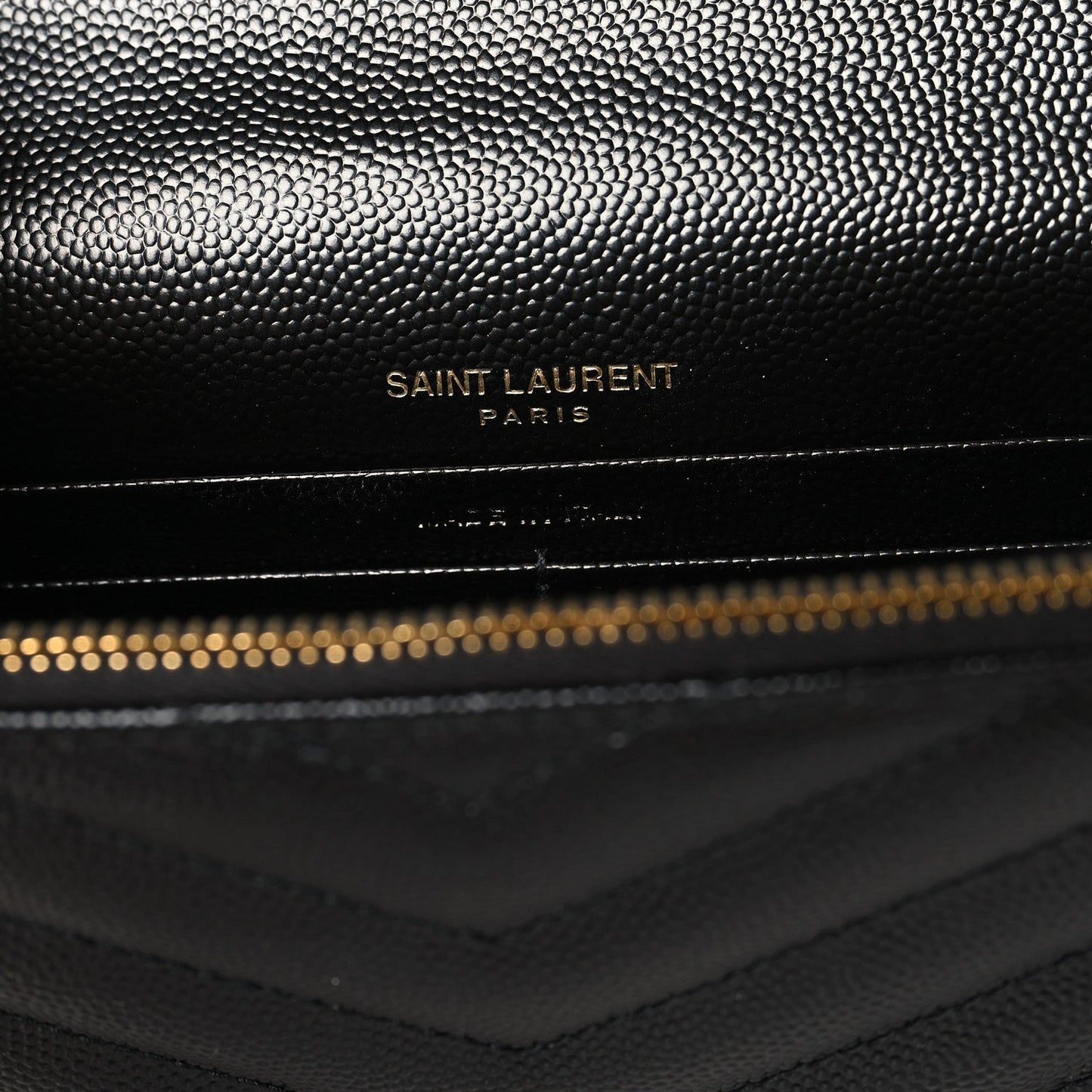Grain De Poudre Matelasse Chevron Monogram Envelope Chain Wallet Black