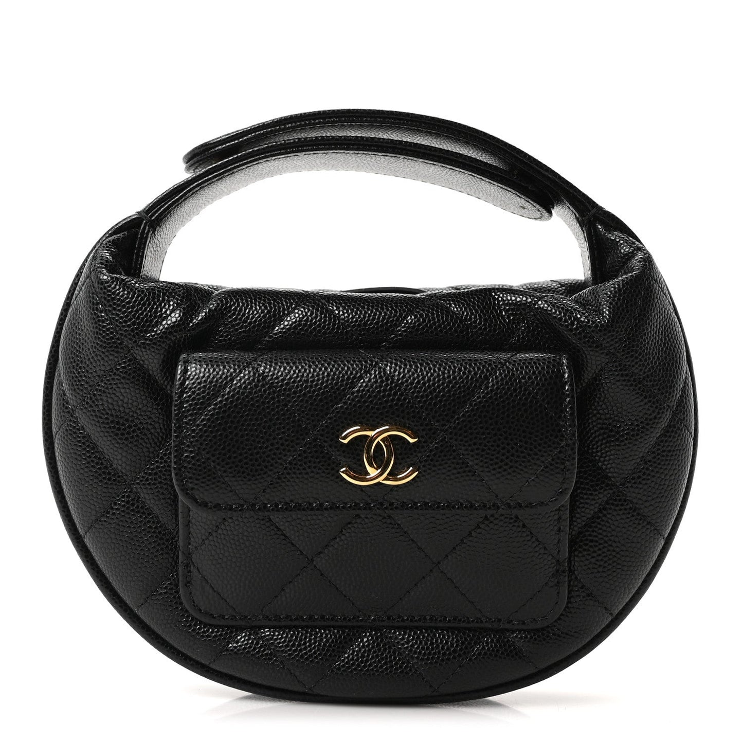 Caviar Quilted Polly Pocket Pouch Hobo Black