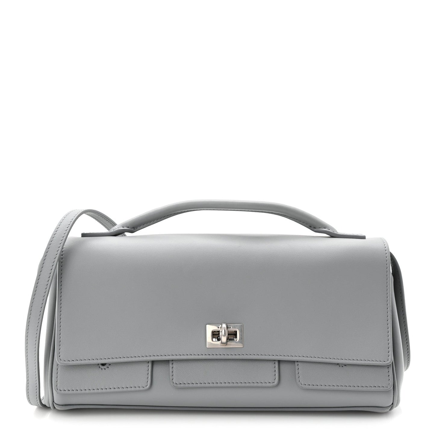 Smooth Calfskin Small Bel Air Clutch On Strap Cloud Grey