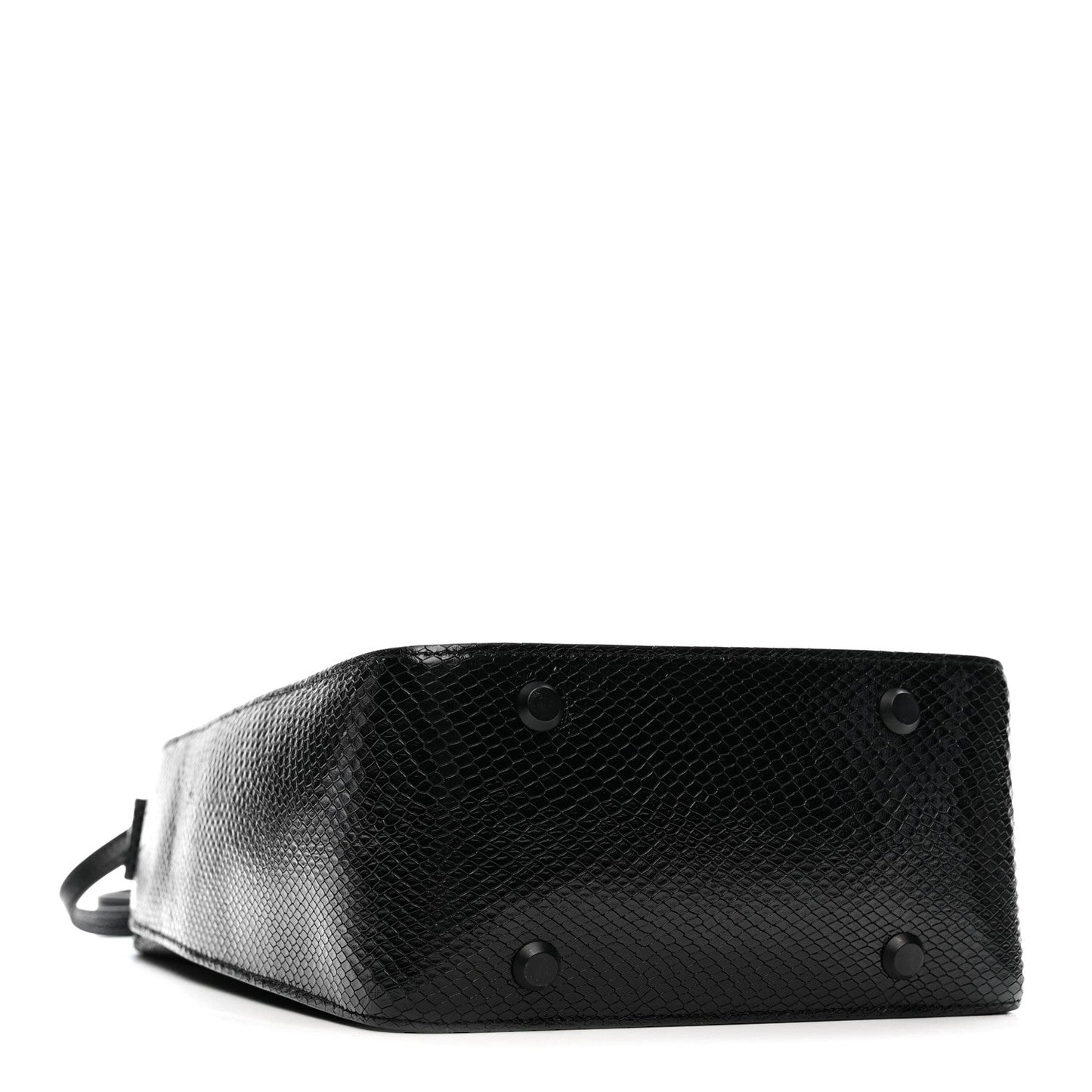 Extra Supple Calfskin Snakeskin Embossed Calfskin Small Tool 2.0 North-South Tote Black