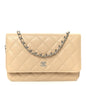 Caviar Quilted Wallet on Chain WOC Beige