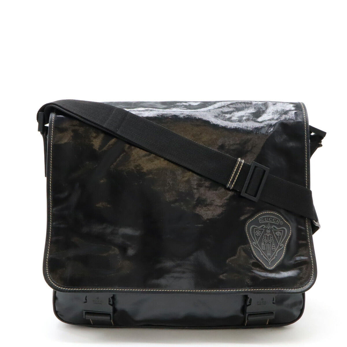 Gucci Coated Canvas Crest Emblem Shoulder Bag 181094