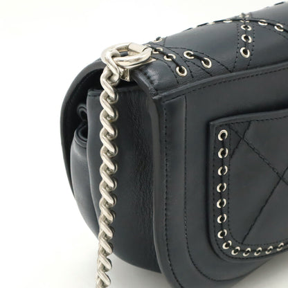 Chanel Leather Coco Eyelet Coco Mark Round Mini Chain Shoulder Bag A69993
