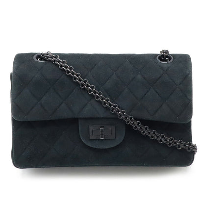 Chanel Suede 2.55 Matelassé Double Flap Chain Shoulder Bag A37586
