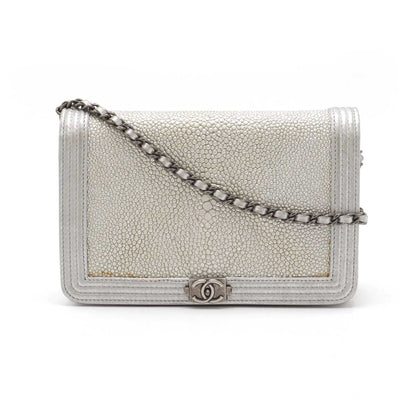 Chanel Boy Chanel Galuchat Metallic Leather Chain Wallet Shoulder Bag