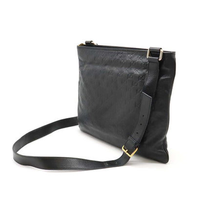 Gucci Guccissima Shoulder Bag Crossbody Leather Black 201446