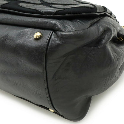 Chanel Lambskin Coco Mark Shoulder Chain Flap Bag Black Gold Hardware