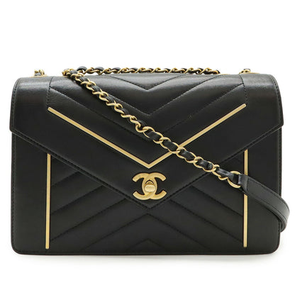 Chanel V Stitch Chevron Coco Mark Lambskin Shoulder Bag