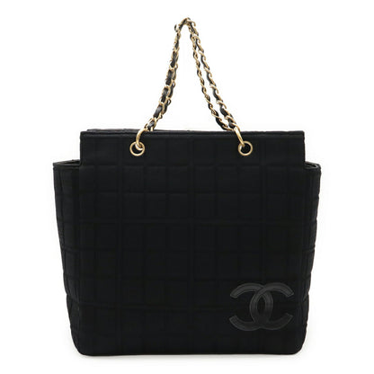 Chanel Choco Bar Cotton Jersey Leather 2way Shoulder Bag