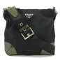 Prada Triangle Logo Nylon Patent Leather Shoulder Bag