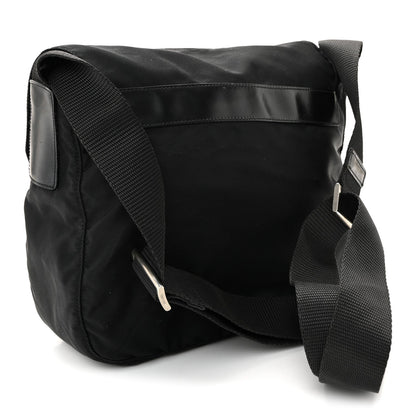 Nylon Vela Saffiano Single Buckle Messenger Shoulder Bag Black