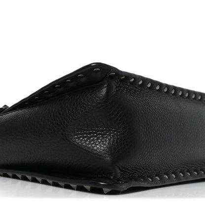 Alce Printed Calfskin Rockstud Top Handle Flap Shoulder Bag Black