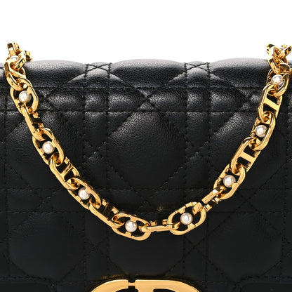 Calfskin Cannage Small Dior Jolie Top Handle Black