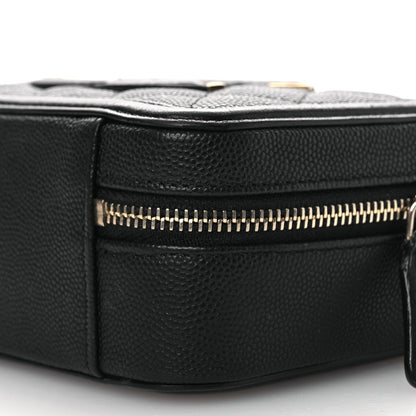 Caviar Quilted CC Filigree Vanity Clutch With Chain Black