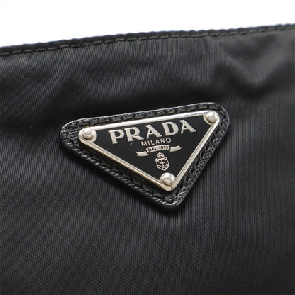 Prada Triangle Logo Nylon Leather Shoulder Bag