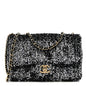 Sequin Quilted Small Single Flap Black White Grey