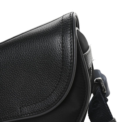 Nylon Grained Calfskin Saddle Bag Black Multicolor