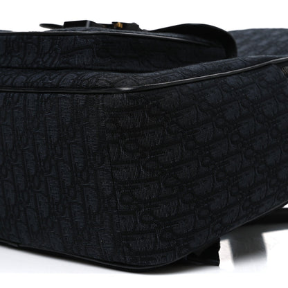 Oblique Jacquard Saddle Zip Backpack Black