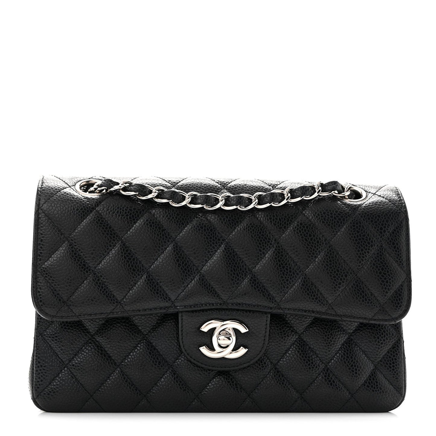 Caviar Quilted Small Double Flap Black