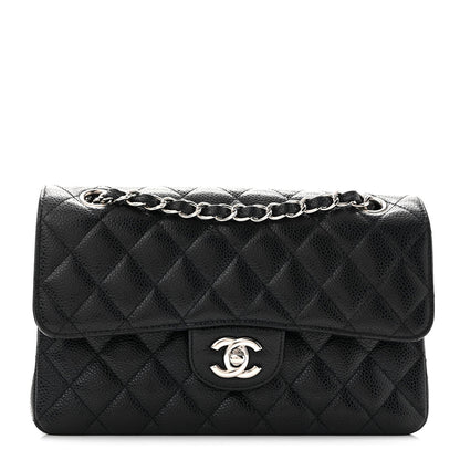 Caviar Quilted Small Double Flap Black