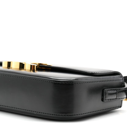 Shiny Calfskin Triomphe Shoulder Bag Black