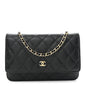 Caviar Quilted Wallet on Chain WOC Black