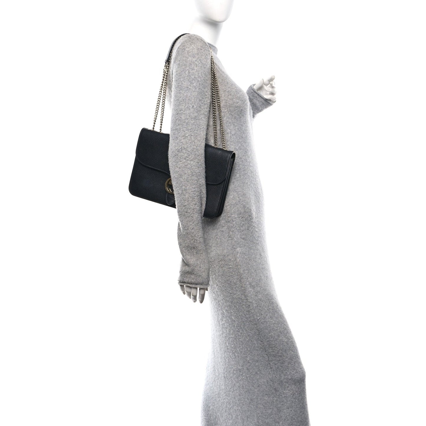 Dollar Calfskin Interlocking G Shoulder Bag Black