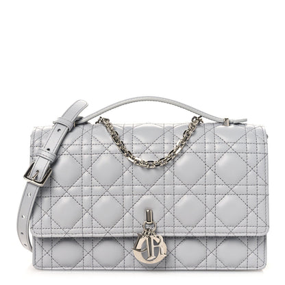 Lambskin Cannage My Dior Top Handle Bag Cloud Blue